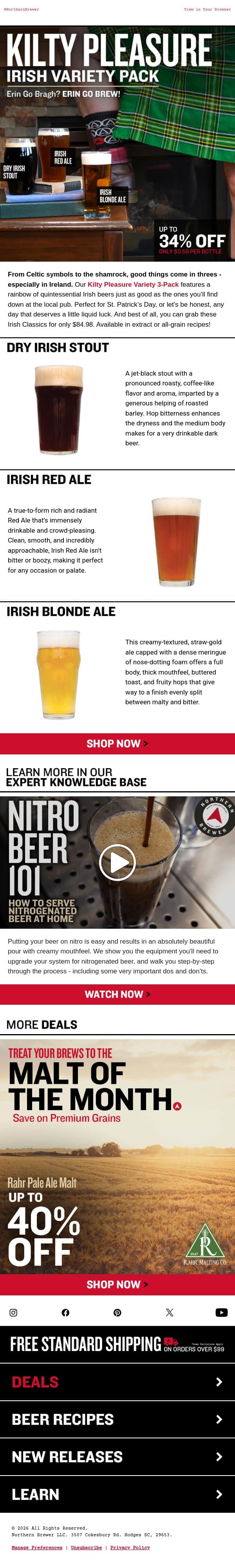Erin Go Bragh? Erin Go Brew! email from Northern Brewer screenshot