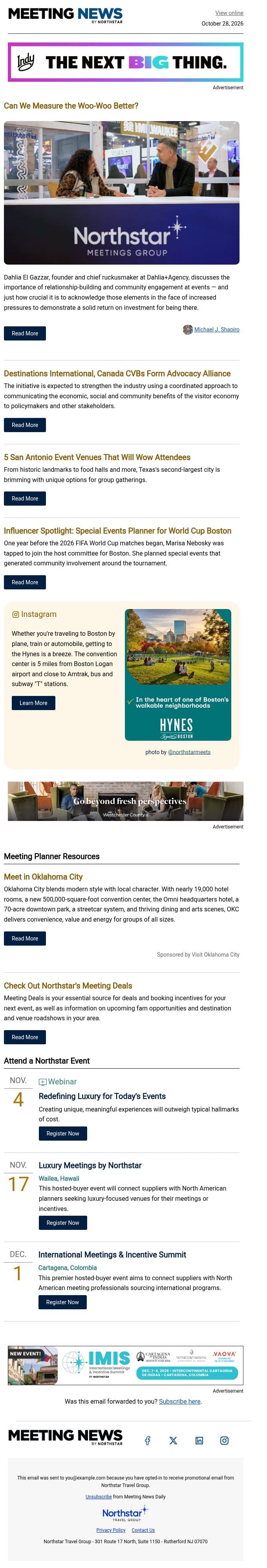 Measuring the Woo-Woo Better | 5 San Antonio Venues That Wow email from Northstar Meetings Group screenshot