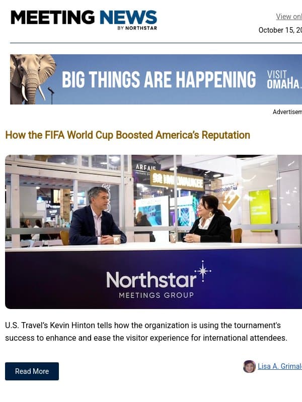 US Reputation's World Cup Boost | Airline Tips for Event Planners email from Northstar Meetings Group