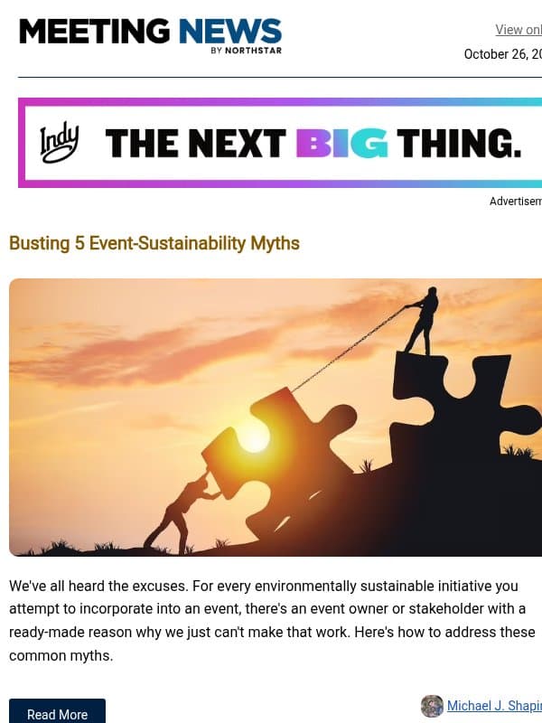 Busting Sustainability Myths | Incentive Travel's Evolution email from Northstar Meetings Group