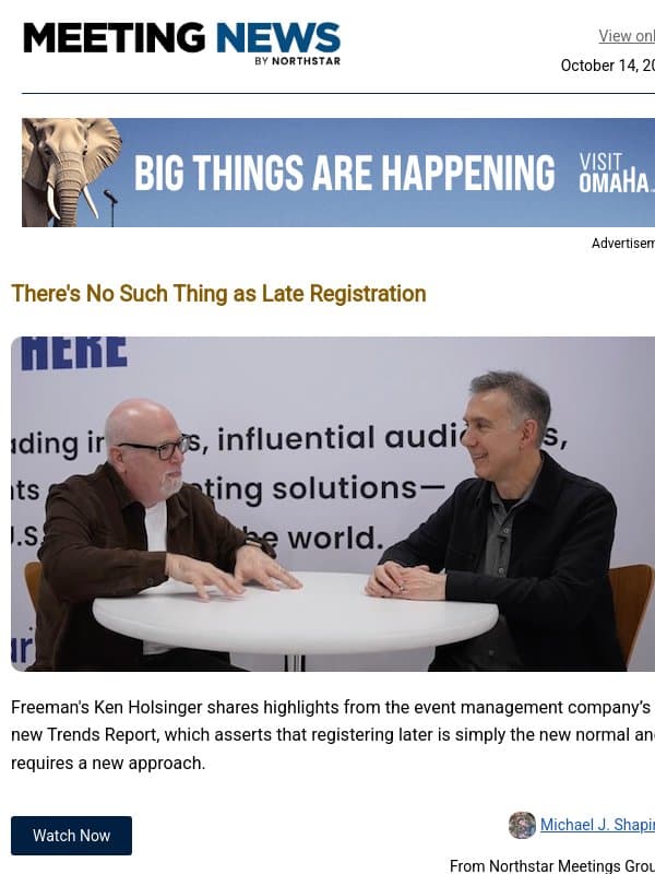Video on Freeman's Trends Report | Visit Raleigh's New CEO email from Northstar Meetings Group