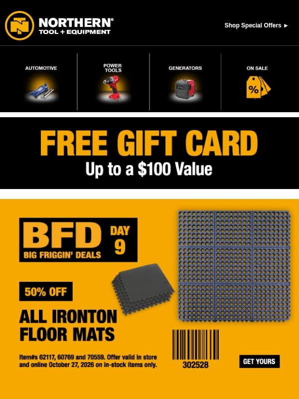 Day 9: Save 50% on All Ironton Floor Mats ⚡ One Day Only email from NorthStar