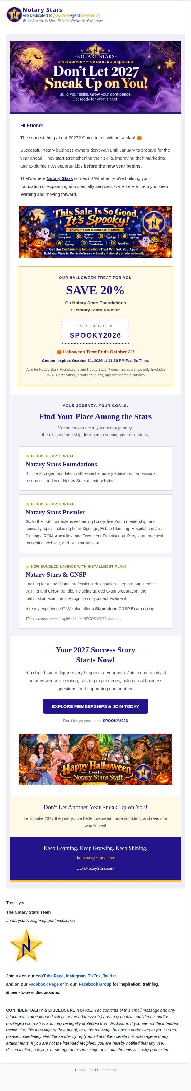 🎃So Good, It's Scary! email from Notary Stars screenshot