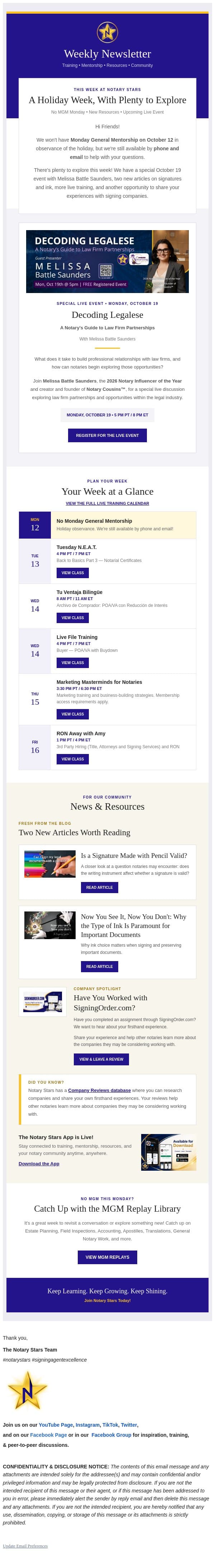 ⭐ No MGM Monday, But Plenty to Explore! email from Notary Stars screenshot