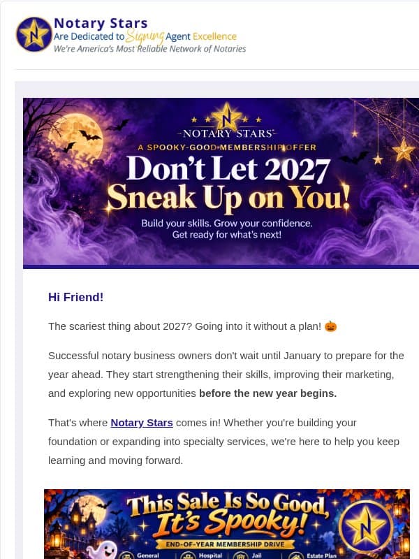 🎃So Good, It's Scary! email from Notary Stars