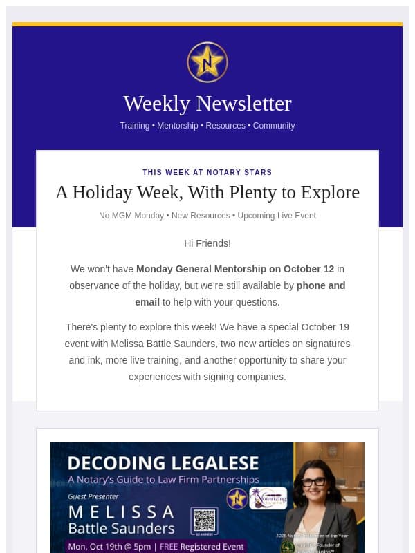 ⭐ No MGM Monday, But Plenty to Explore! email from Notary Stars