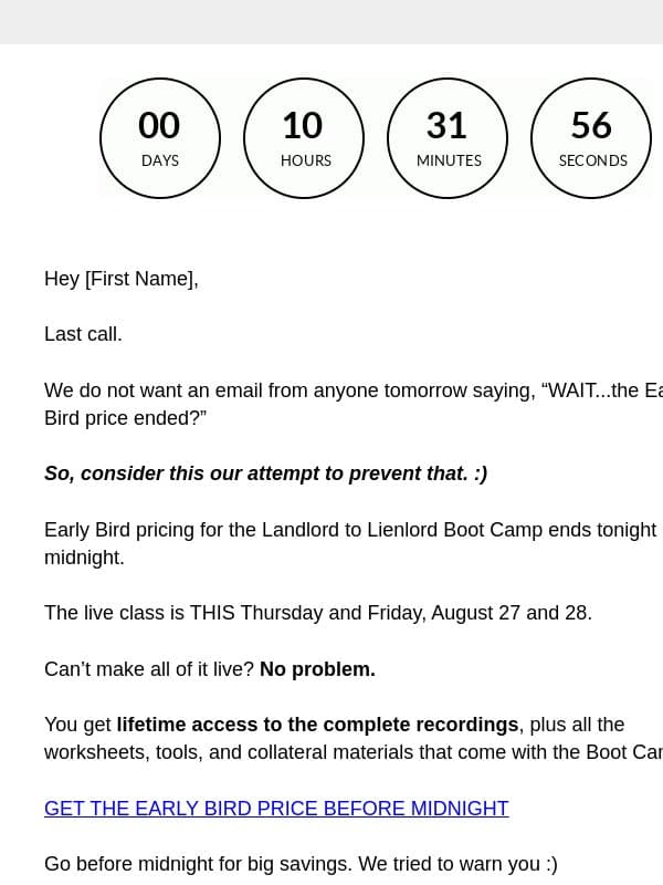Please don’t say we didn’t tell you email from Note Investor