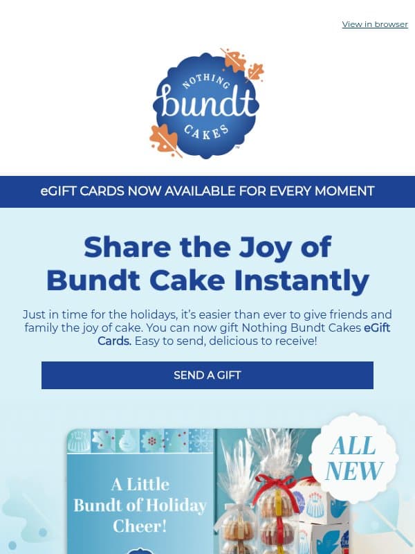 🍰 Near or Far, Send Them an eGift Card email from Nothing Bundt Cakes