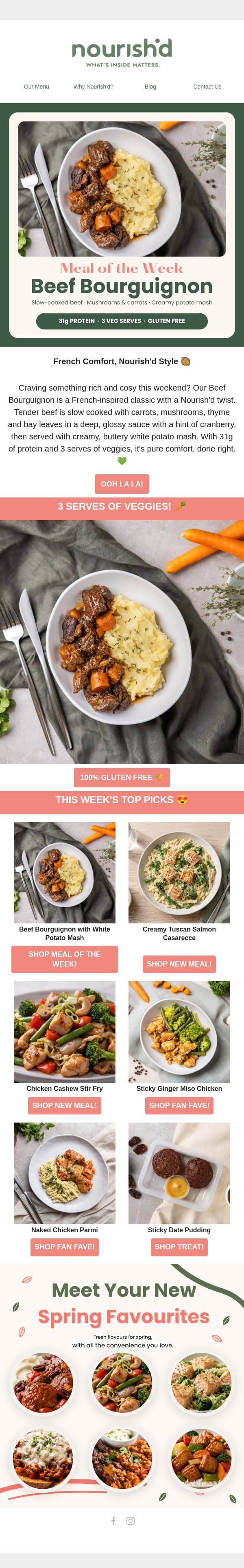 Meal of the Week: Beef Bourguignon 🥘 email from Nourish'd screenshot