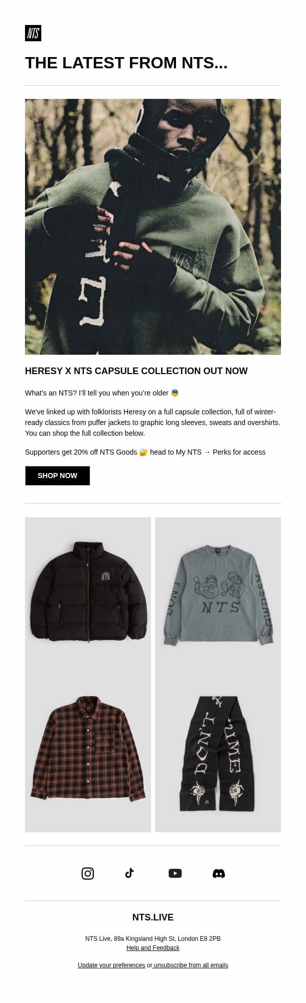 Heresy x NTS: OUT NOW email from NTS Radio screenshot