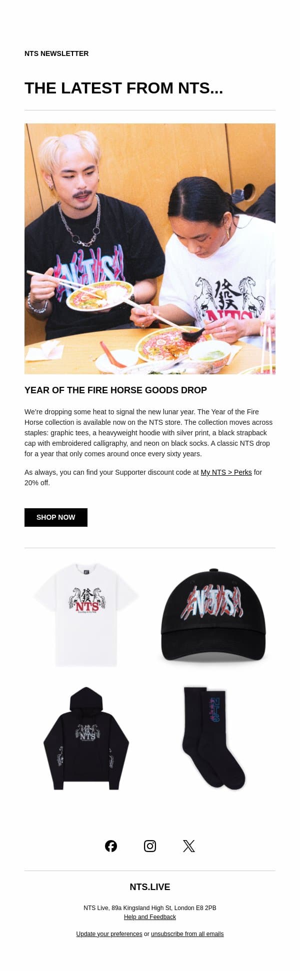 Year Of The Fire Horse Public Launch email from NTS Radio screenshot