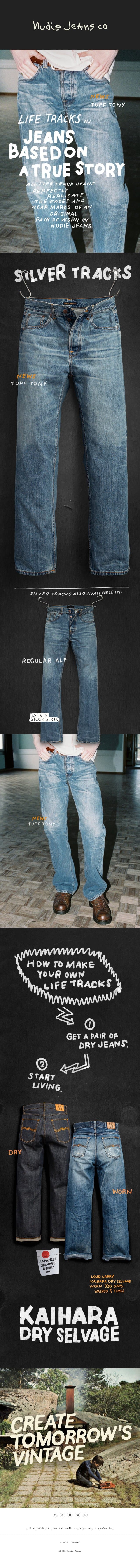 New Silver Tracks. Real wear, recreated on a new pair. email from Nudie Jeans screenshot