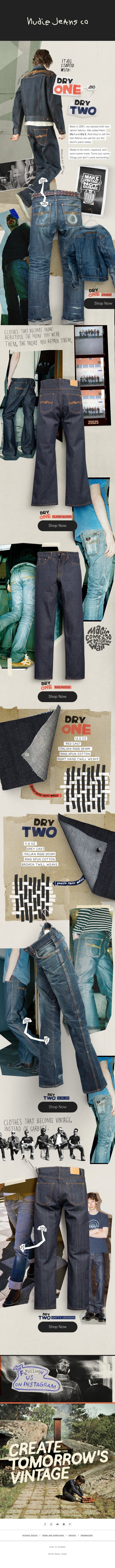 A whole lot of dry denim goodness. email from Nudie Jeans screenshot
