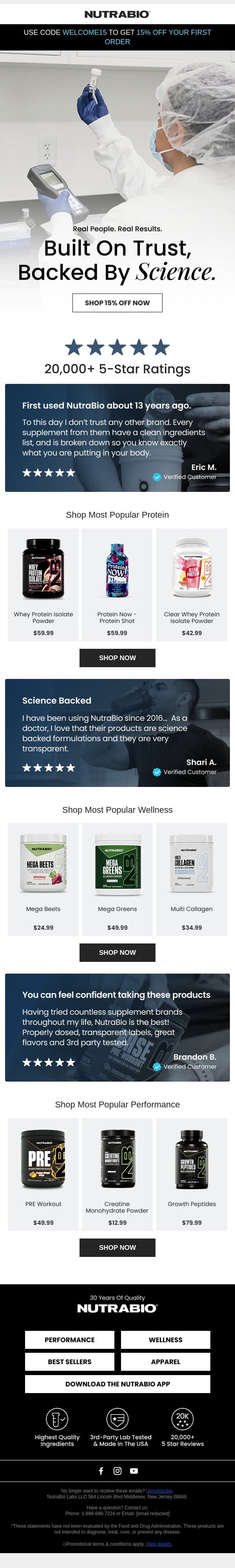 The NutraBio difference ⭐️ email from NutraBio screenshot