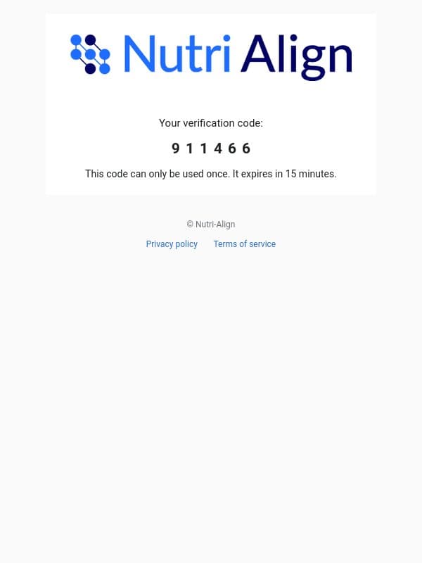 911466 is your code email from Nutri-Align
