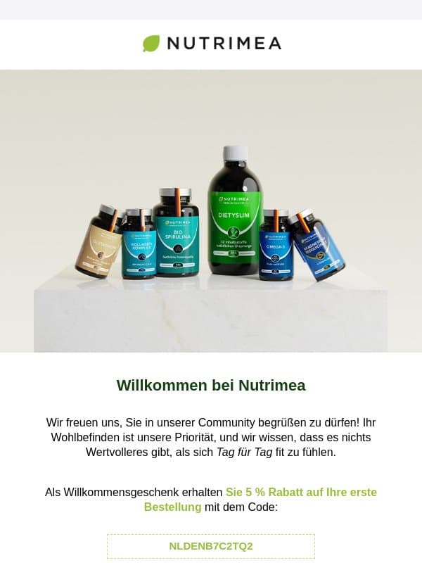 Willkommen bei Nutrimea email from Nutrimea