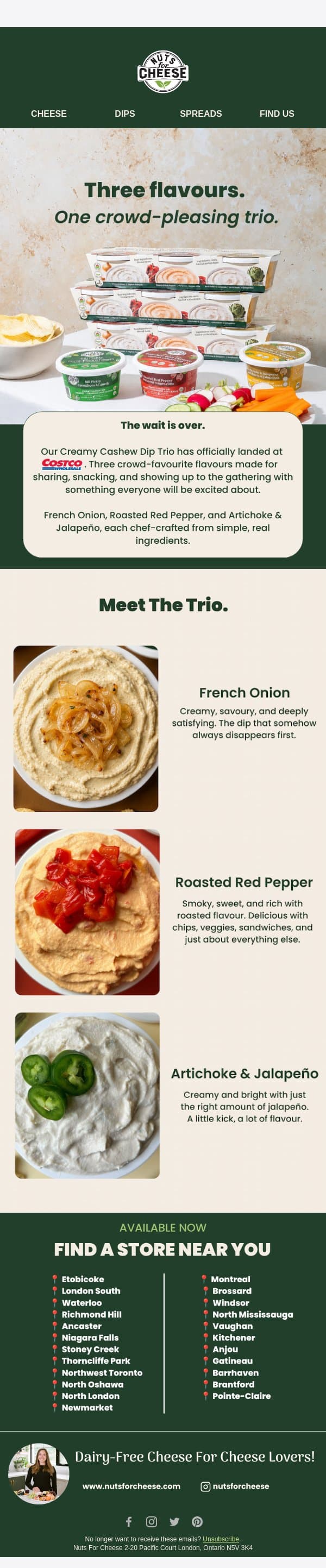 Not all dips are created equal 🤩 email from Nuts for Cheese screenshot
