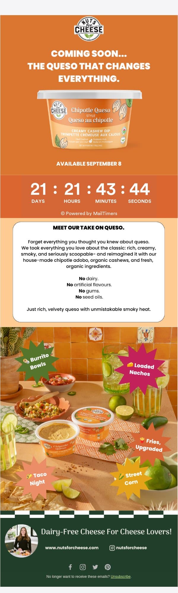 Meet the first flavour...🧡 email from Nuts for Cheese screenshot