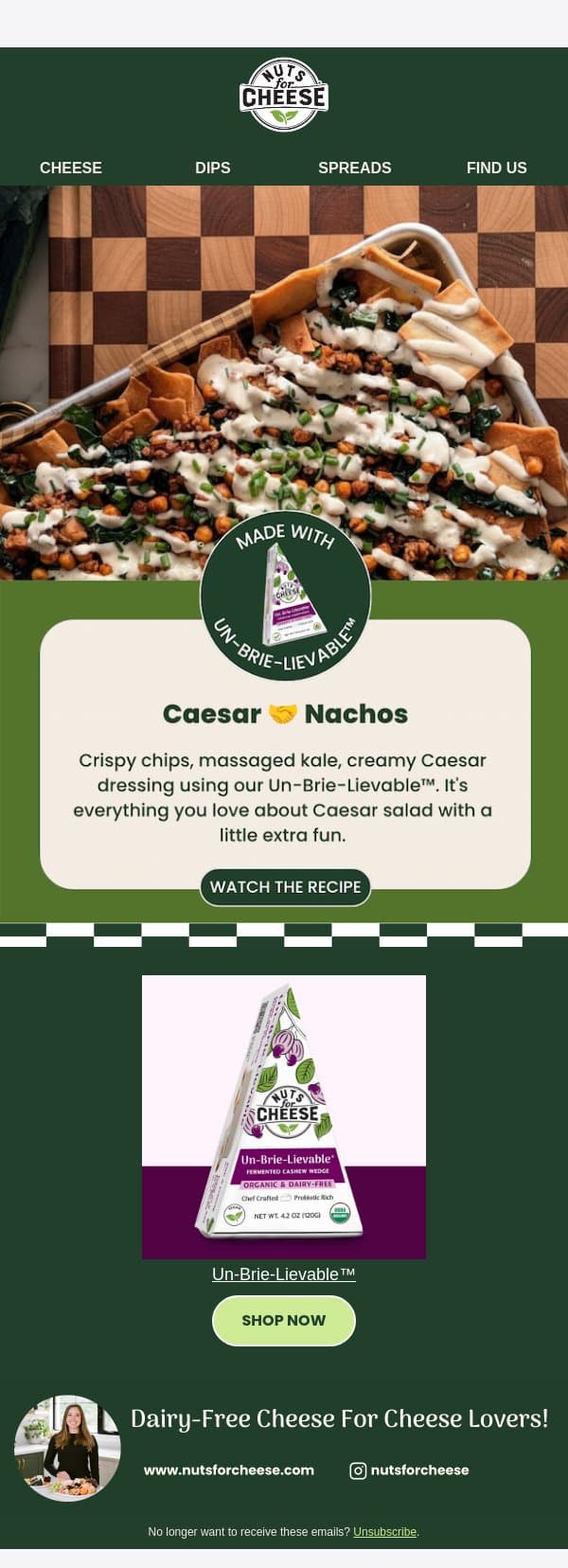 Caesar Salad Nachos? Trust Us. email from Nuts for Cheese screenshot