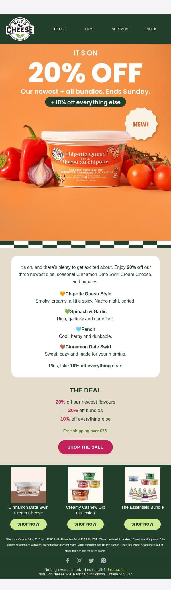 Your snack board just got an upgrade! email from Nuts for Cheese screenshot
