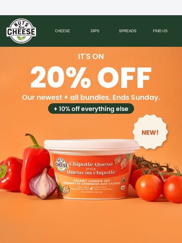 Your snack board just got an upgrade! email from Nuts for Cheese