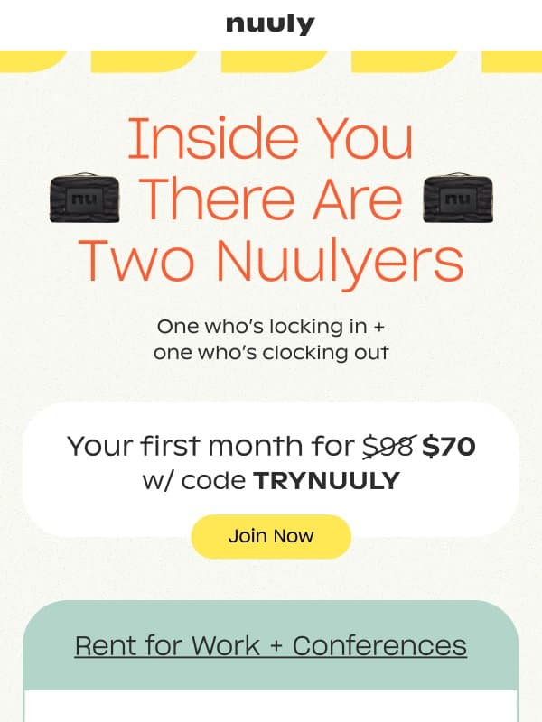 EXAMPLE NUULIES + $28 OFF email from Nuuly