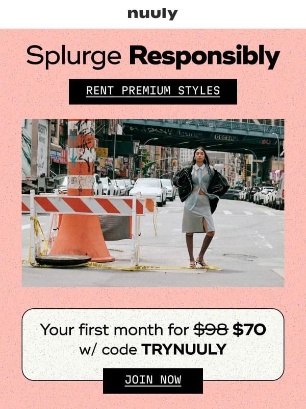 RENT PREMIUM STAPLES + $28 OFF email from Nuuly