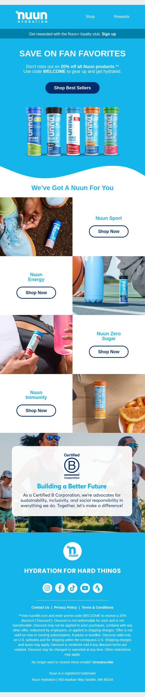 Still looking to save 20% off hydration? π email from Nuun screenshot
