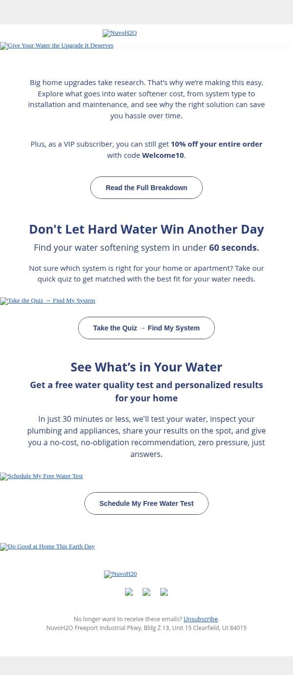 Is a Water Softener Worth It? email from NuvoH2O screenshot