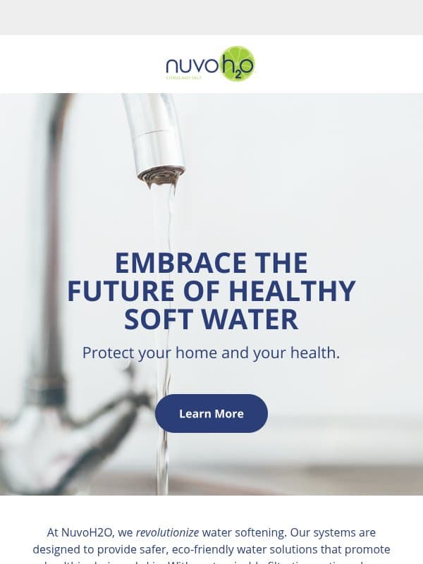 Upgrade Your Water Experience! email from NuvoH2O