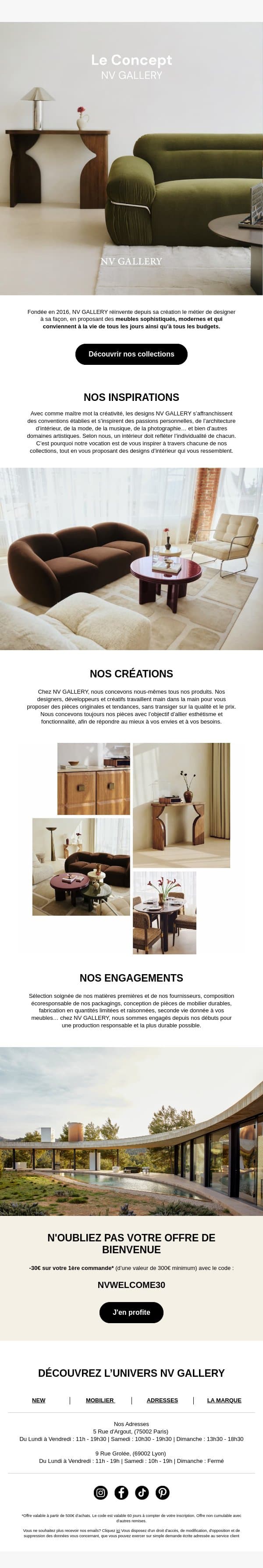 On vous fait visiter ? email from NV GALLERY screenshot