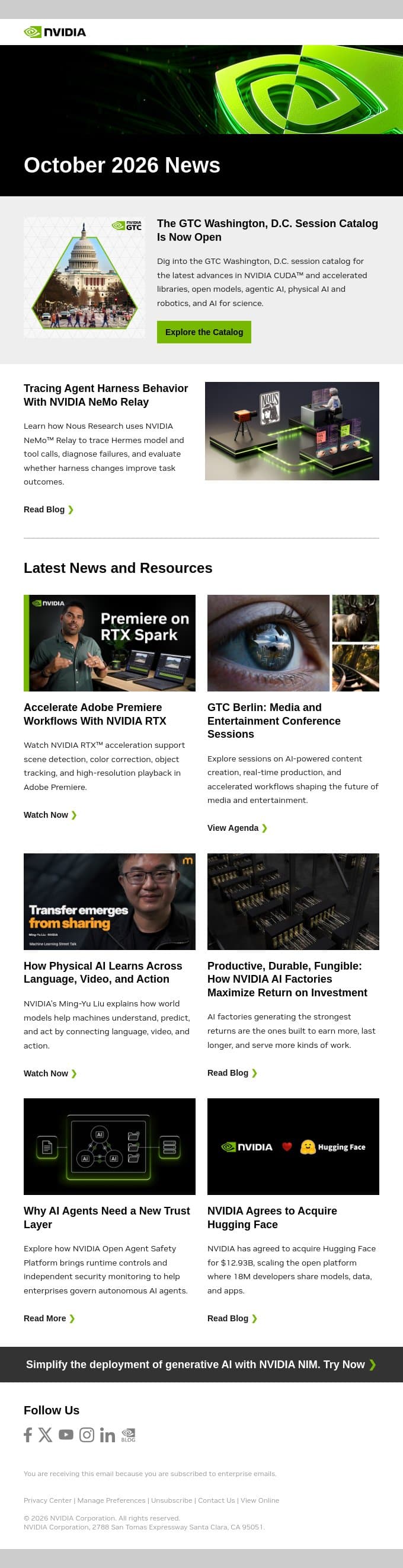 AI in action: This month’s news from NVIDIA email from NVIDIA Healthcare screenshot