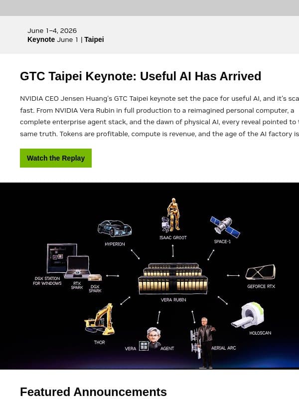 GTC Taipei keynote recap: Useful AI has arrived email from NVIDIA Healthcare