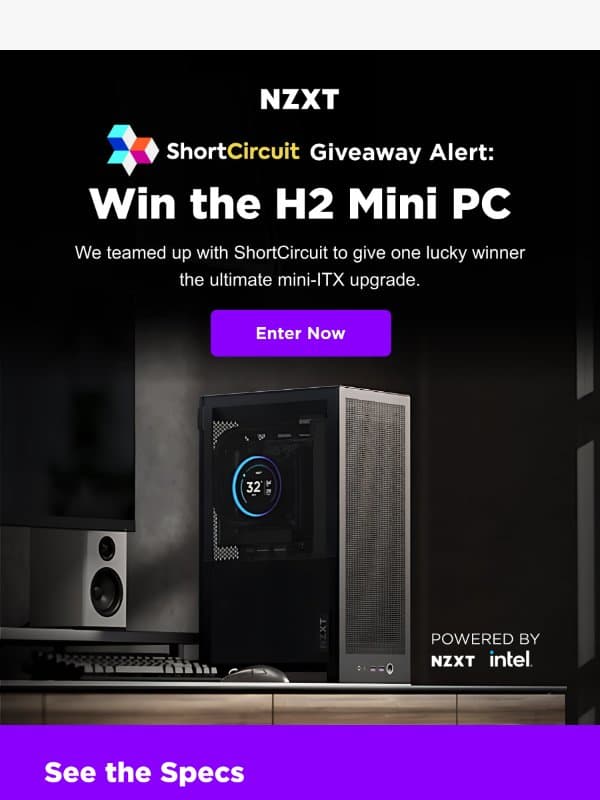 H2 Mini PC Giveaway Inside email from NZXT