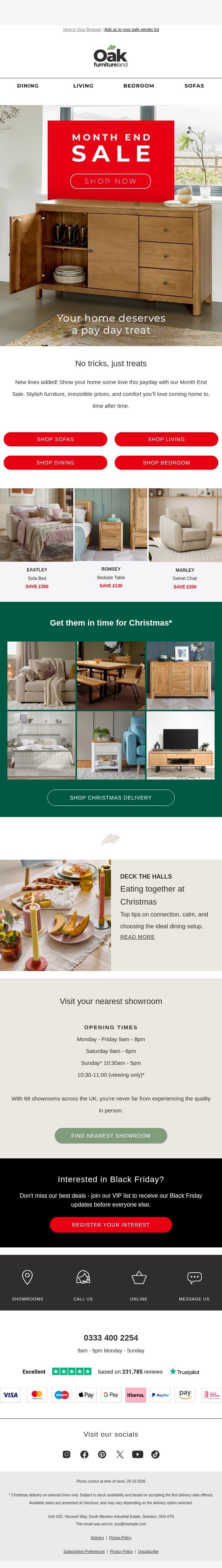 Stylish furniture, irresistible prices ✨ email from Oak Furniture Land screenshot
