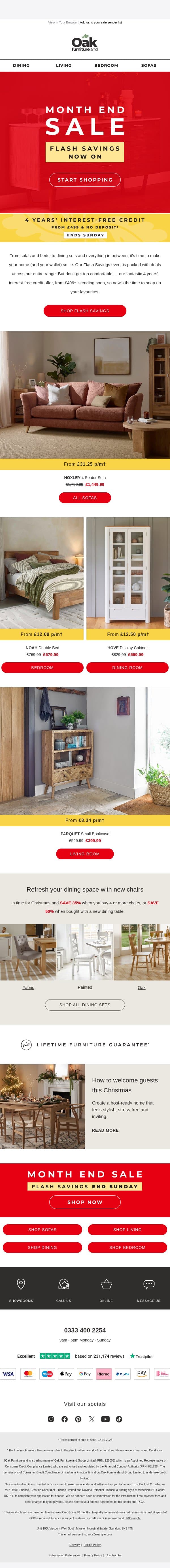 ⚡ Flash Savings start now! email from Oak Furniture Land screenshot