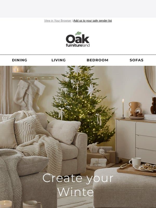 Is your home ready for hibernation season? email from Oak Furniture Land