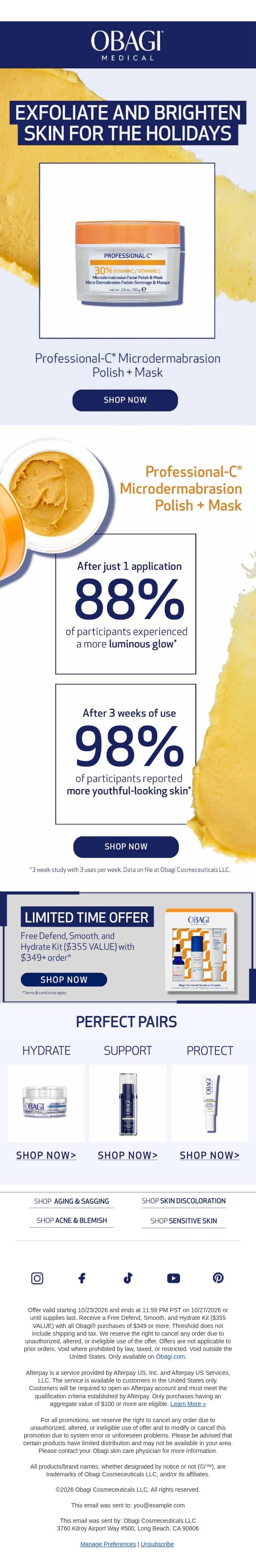 Brighten & Smooth Skin in Just One Step + FREE $355 Gift email from Obagi screenshot
