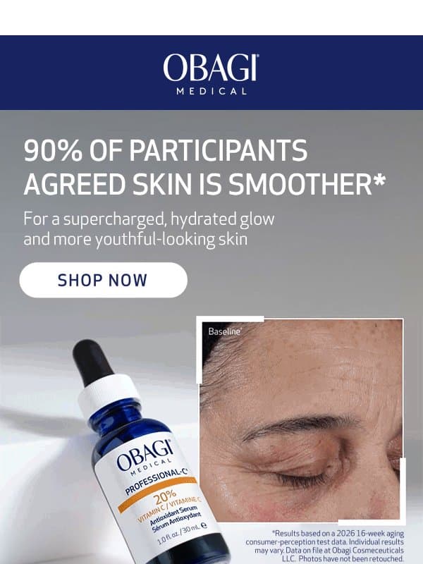 Our Bestselling Serum Addresses 13 Visible Signs Of Aging With Clinically Proven Results* Within 8 Weeks email from Obagi