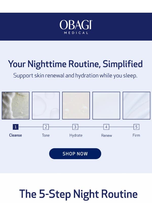 Your Nighttime Skincare Routine is Here + FREE gift email from Obagi