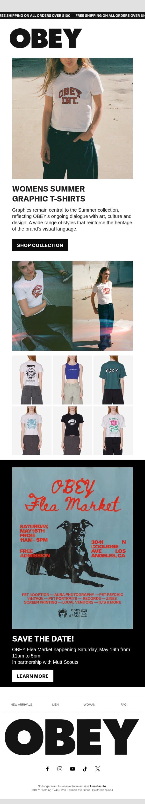 Women's graphics. Summer 2026. email from OBEY Clothing screenshot