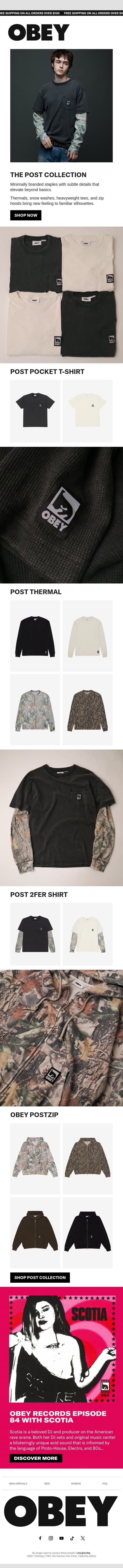 The Post Collection email from OBEY Clothing screenshot