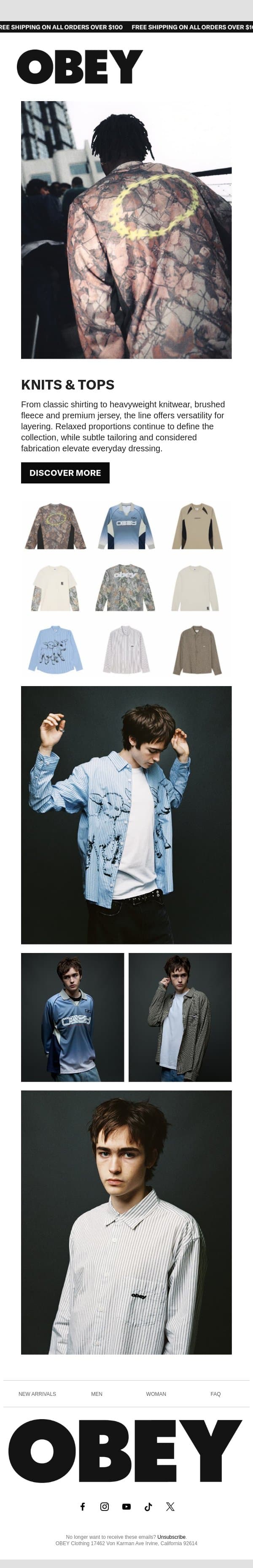 OBEY: Knits & Tops email from OBEY Clothing screenshot
