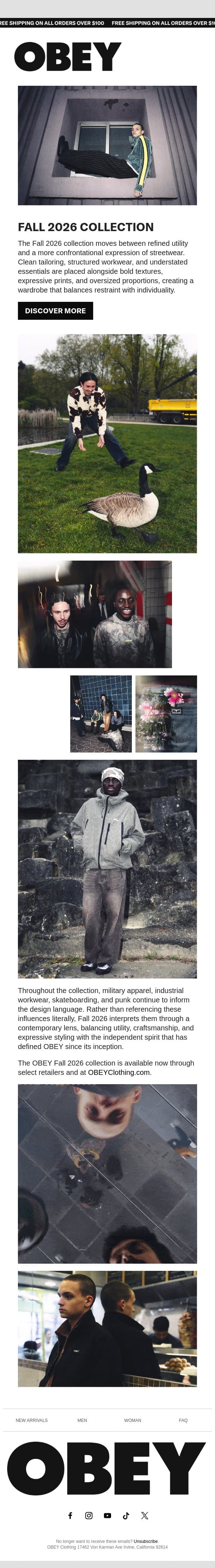 Fall Collection Just Dropped. email from OBEY Clothing screenshot