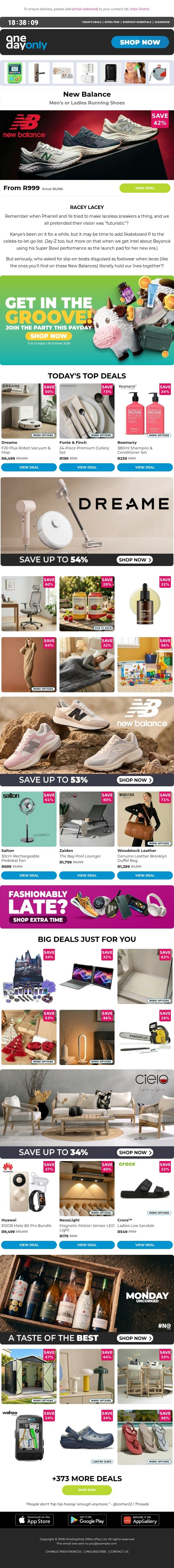 Up to 83% OFF: Simon says SAVE! 🫡 email from Odo screenshot