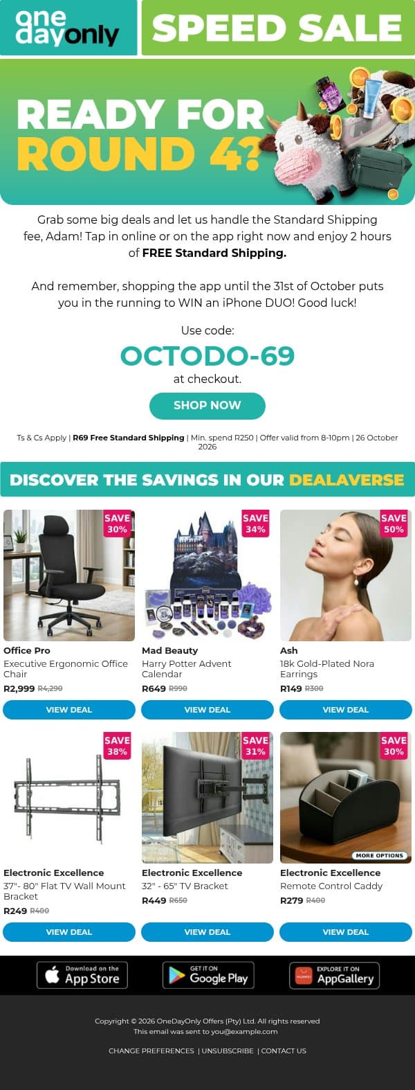Get FREE Shipping ‘til 10pm 🥳 email from Odo screenshot