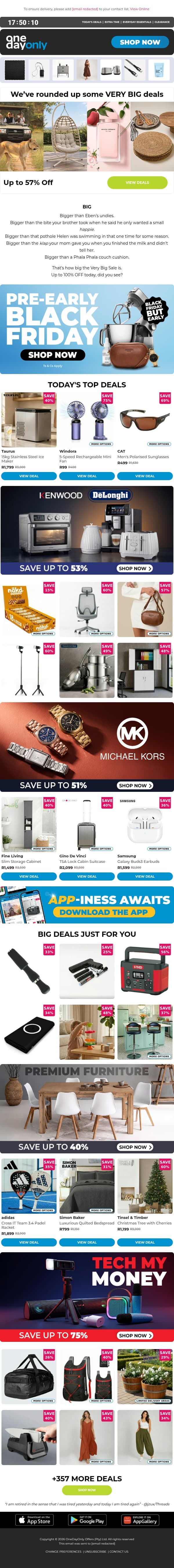 Up to 100% OFF? That’s HUGE! 🐘 email from Odo screenshot