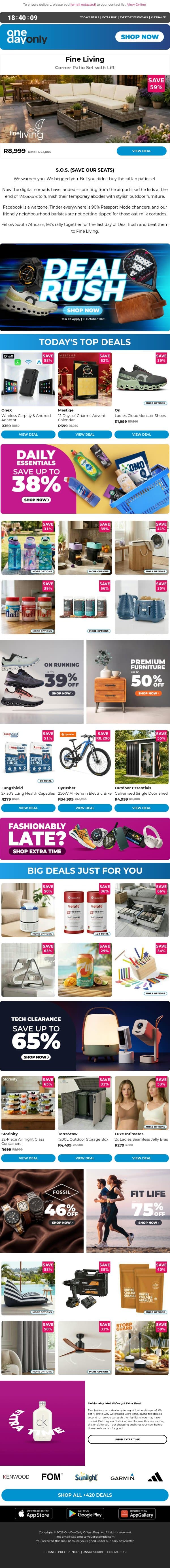 Deal Rush dynamite: Get up to 80% OFF 🧨 email from Odo screenshot