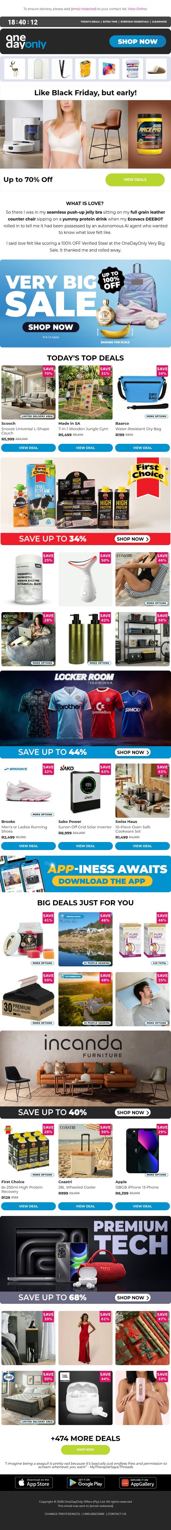 Up to 100% OFF? The Very Big Sale is ON! 😮 email from Odo screenshot