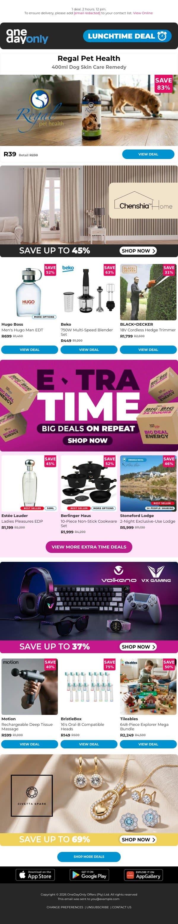 Paws! Here’s a R39 deal 🐾 email from Odo screenshot